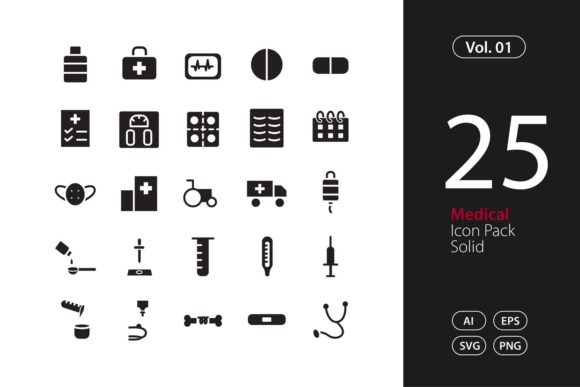 25 Medical Icon Set Vector SVG EPS