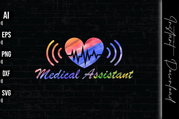Medical Assistant Colorful Heart Graphics and Print Templates